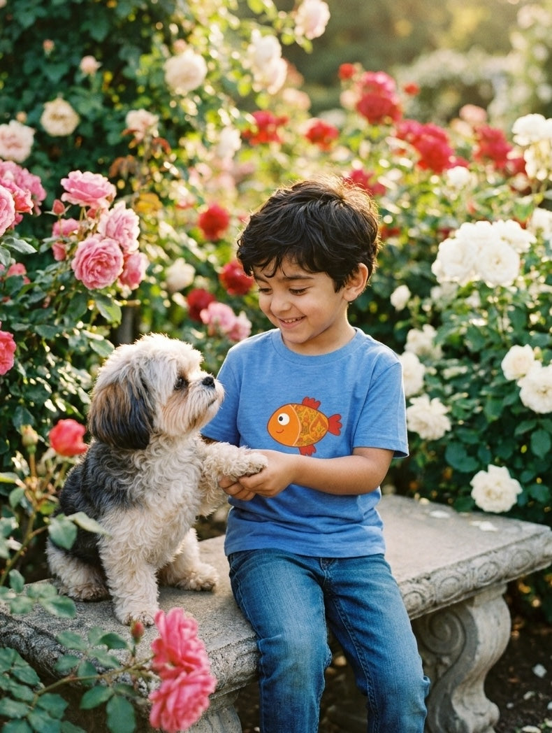 Persian Goldfish Toddler T-Shirt — Mahi Ghermez ماهی قرمز | Blue | Persian American Gift
