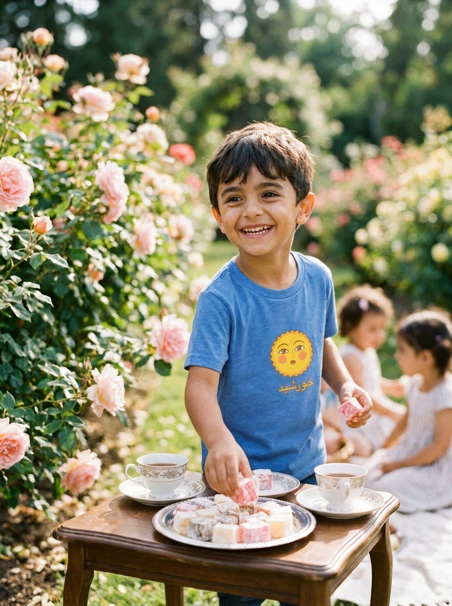 Persian Sun Toddler T-Shirt — Khorshid خورشید | Blue | Persian American Gift