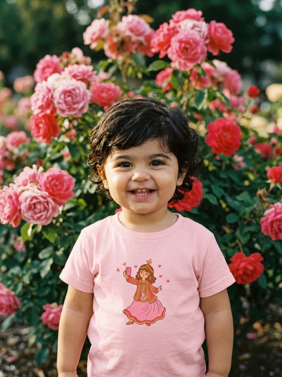 Persian Princess Toddler T-Shirt — Qajar Selfie | Pink | Persian American Gift